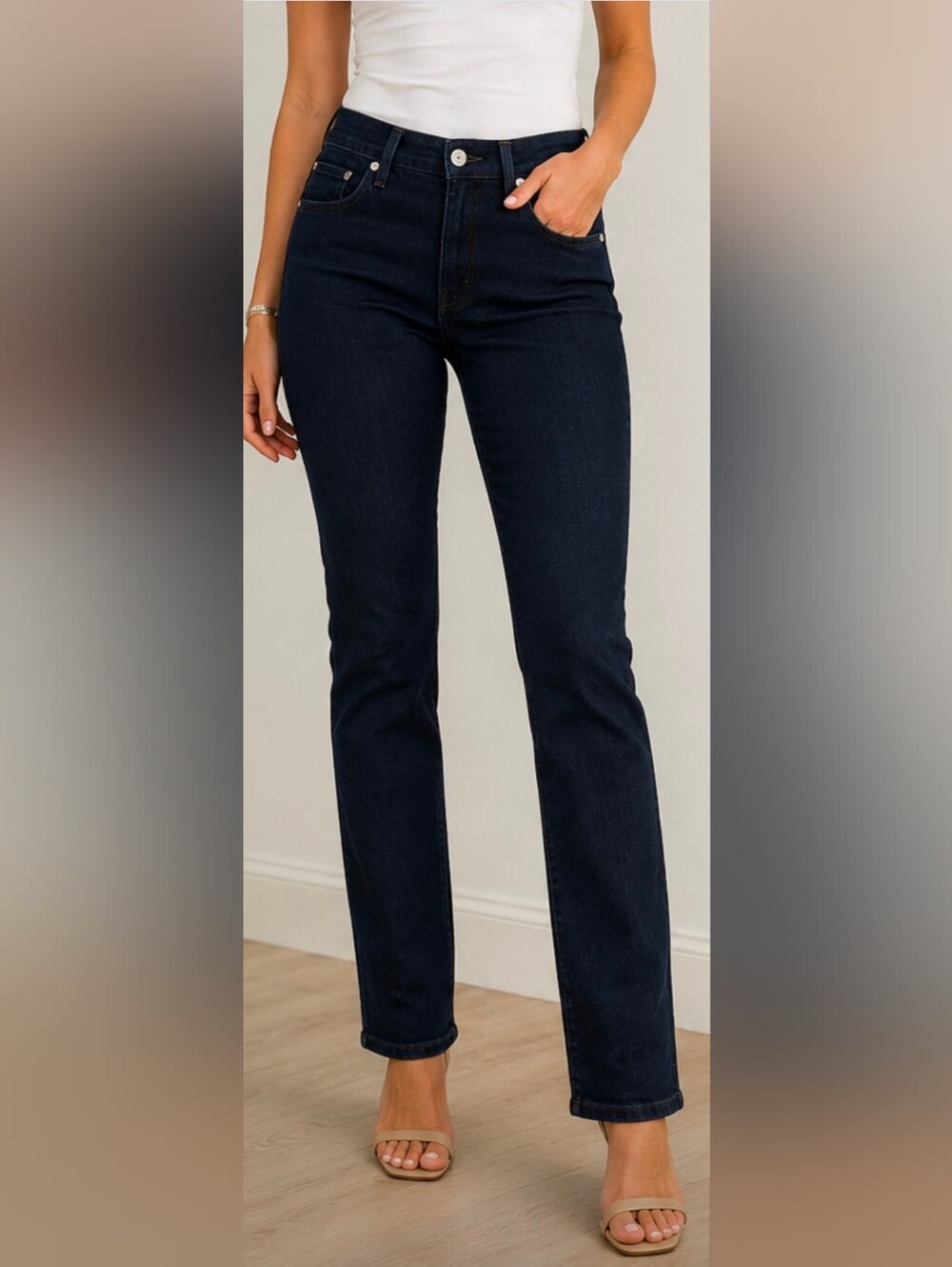 AG Adriano Goldschmied The Catwalk Straight Leg Dark Wash Jeans 26R Made USA